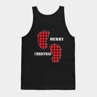 Merry Christmas Baby Feet Red Plaid Buffalo Tank Top